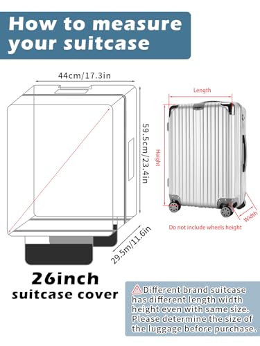 Yotako Upgraded Zippered Clear PVC Suitcase Cover 26 Inch - color: 70%clear 30%grey, size: 26inch