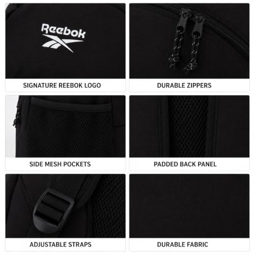 Reebok Travel Backpack Water Resistant Everyday Bag with Laptop Sleeve - color: Harber Black