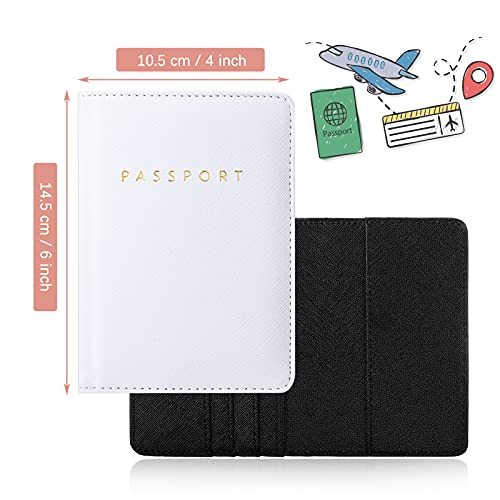 Frienda 2 Pcs Passport Holder Covers Waterproof Leather - color: White and Black