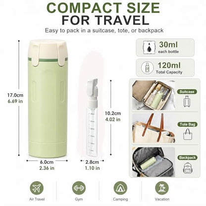 4 in 1 Travel Dispenser Bottle, Green - color: Green