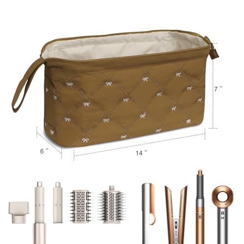 Stratalife Quilted Hair Tools Travel Bag with Polishing Cloth, Caramel Bow - color: Caramel Bow