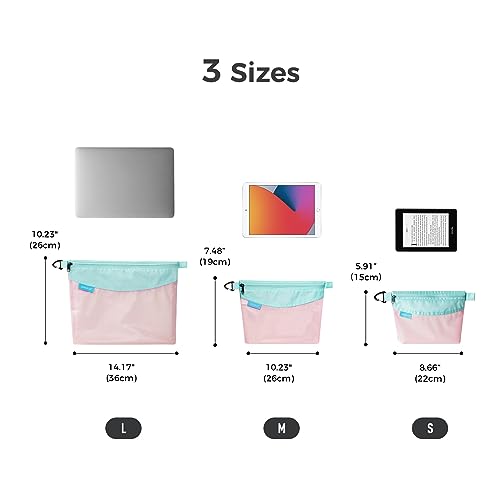 pack all Water-Resistant Zipper Pouch, Mesh Zipper Bag, 14.17"x10.23" - color: Pink, size: Large