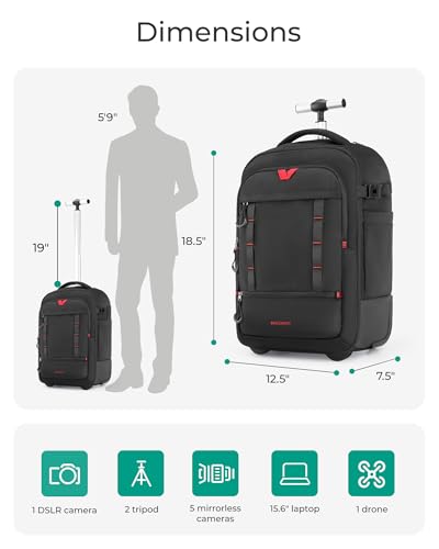 BAGSMART Camera Bag for DSLRs Professional Large Camera Backpacks | Photographic Rolling Case & Travel Suitcase for Travelling Photographers - color: Grey