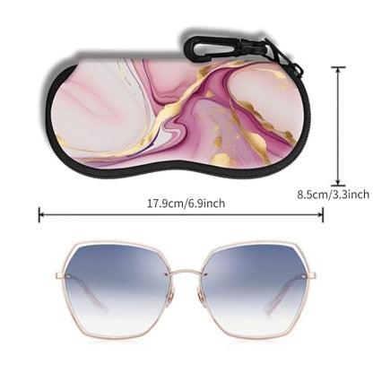 Hion Sunglasses Soft Case Ultra Light Neoprene Zipper Eyeglass Case With Belt Clip - color: 2b-marble Pink
