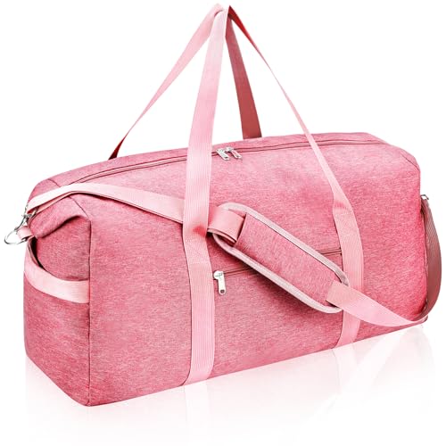 Carry On Luggage 22x14x9 Airline Approved, 40L Gym Duffle Bag for Travel - color: Pink, size: 40L