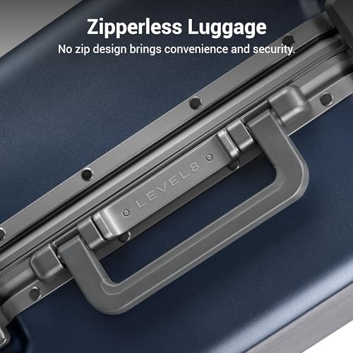 LEVEL8 Zipperless Checked Luggage 24" Hardshell Suitcases with Wheels Blue - color: Blue, size: Checked 24 Inch (Upgraded)