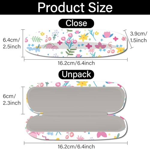 CREATCABIN Cute Eyeglasses Case Hard Shell PU Leather Glasses Case Portable Sunglasses Holder Spectacle Storage Protective Co - style: Colorful Flowers