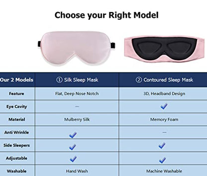 Alaska Bear Mulberry Silk Sleep Mask, Cool and Smooth, Pink - color: Pink