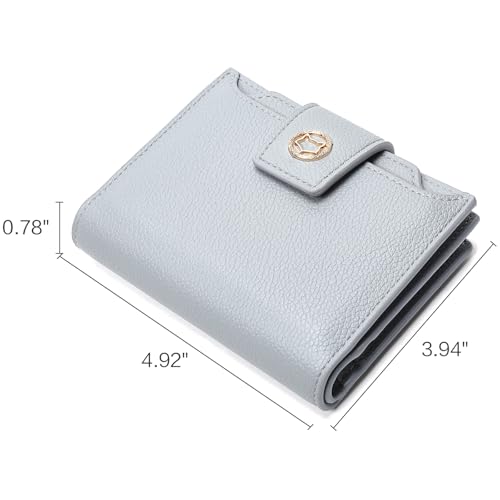 FOXLOVER Small Wallet for Women Soft Leather RFID Blocking Bifold Zipper Pocket Wallet Card Case Purse with ID Window - color: 01-Blue
