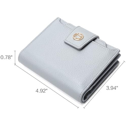 FOXLOVER Small Wallet for Women Soft Leather RFID Blocking Bifold Zipper Pocket Wallet Card Case Purse with ID Window - color: 01-Blue
