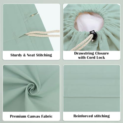 Canvas Laundry Bag with Shoulder Strap & Drawstring, 23"W x 29"H, MintGreen - color: Mint Green