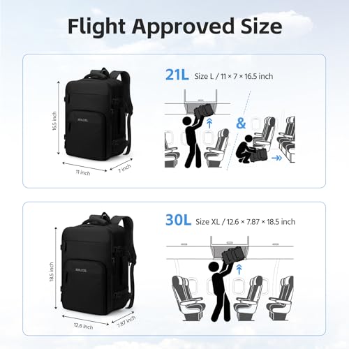 RealCool 15.6" Laptop Travel Backpack, TSA Flight Approved Carry On Daypack - color: Black, size: 15.6 inch