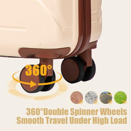 20 Inch ABS Hard Shell Travel Checked Luggage With Combination Lock, Beige - color: Beige, size: 20 Inch