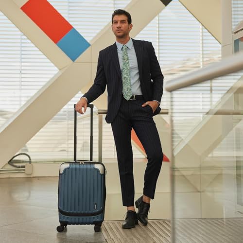 LEVEL8 Carry on Luggage 22x14x9 Airline Approved, 20" Suitcases with Wheels - color: Blue, size: 20 Inch