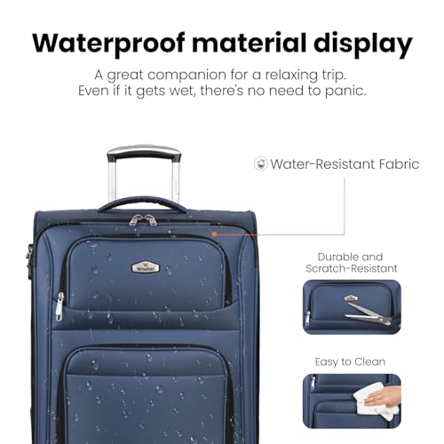 Softside Suitcase Sets 2 Piece(20/30in) w/Front Open Pocket - color: Blue, size: 2-Piece Set (20"/30'')