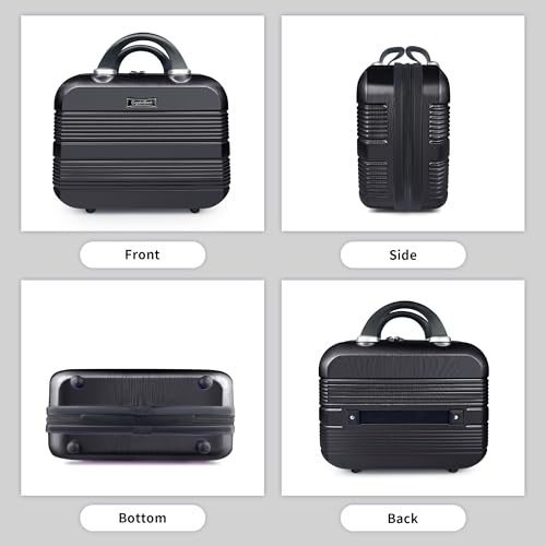 14 Inch Waterproof Hard Shell Travel Makeup Case (Black) - color: H007-Black-14 Inch