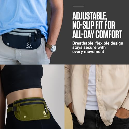 VENTURE 4TH Travel Money Belt, RFID Blocking Passport Holder - Blue - color: Blue