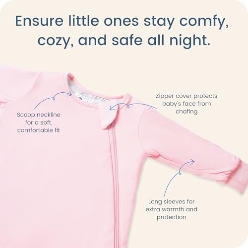 1.0 TOG Long Sleeve Sleep Sack, Baby Wearable Blanket 2-Way Zipper - color: Blush, size: 18-36 Months