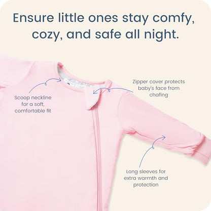 1.0 TOG Long Sleeve Sleep Sack, Baby Wearable Blanket 2-Way Zipper - color: Blush, size: 18-36 Months