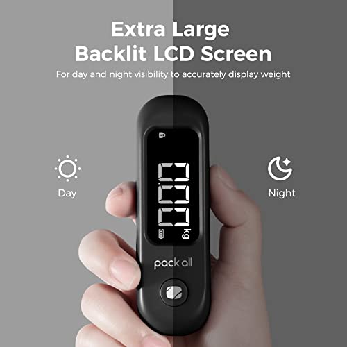 pack all Digital Luggage Scale for Travel, 110Lbs Capacity, 0.1Lb Precision - color: Black