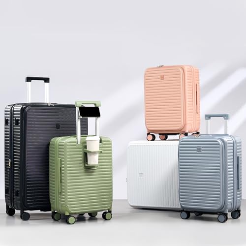HanTrip 20 Inch Top Opening Hard Shell Carry on Luggage with Wheels, Green - color: Bamboo Green, size: Expandable 20 Inch