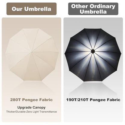 TradMall Travel Umbrella Windproof with Reflective Stripe - color: Beige