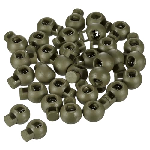 PATIKIL Cord Locks, 30 Pack Ball Spring Toggle Stopper for Drawstring Bag Shoelaces, Olive Drab - color: Olive Drab