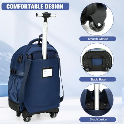 ACESAK 3PCS Rolling Backpack for Boys Children, Boys Backpack with Wheels - color: Dinosaur