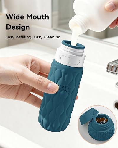 Travel Bottles for Toiletries Silicone Travel Size Containers 3.4oz 1.7oz - color: Quiet Slate