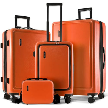 TRAVELARIM 4 Piece Luggage Sets with Spinner Wheels, Travel Suitcase Set - color: Orange, size: 4 Piece Set (20/24/28)
