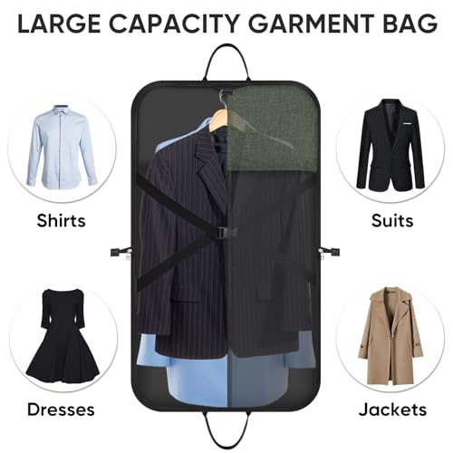 BALEINE Garment Bags for Travel, Water Resistant Carry on Suit Bag - color: Green, size: 42"