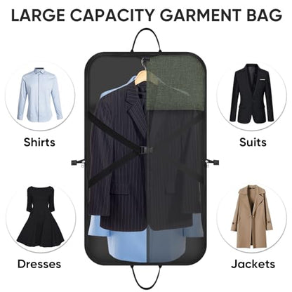 BALEINE Garment Bags for Travel, Water Resistant Carry on Suit Bag - color: Green, size: 42"