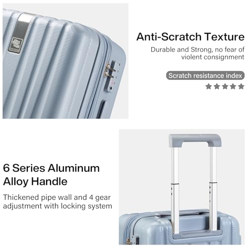 Hanke 20 Inch Expandable Carry on Luggage 22x14x9 Airline Approved - color: Grey, size: 20 Inch EXT