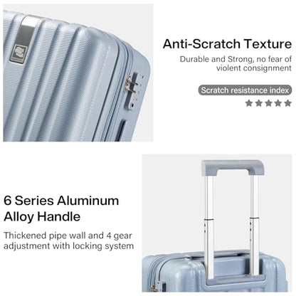 Hanke 20 Inch Expandable Carry on Luggage 22x14x9 Airline Approved - color: Grey, size: 20 Inch EXT