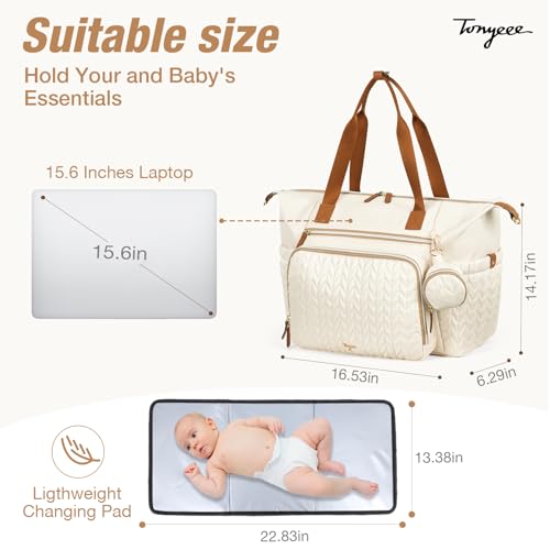 Diaper Bag Tote, Large Baby Hospital Bag for Labor Delivery Mom - color: Beige