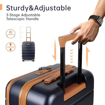 24'' Luggage,Hardside Suitcase w/Spinner Wheels,TSA LOCK - color: Blue, size: 24" Mid-Checked