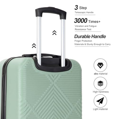 Tripcomp Carry-on Luggage Set 2 Piece Hardside Suitcase with Spinner Wheels - color: Olive Green-2, size: 2 Piece Set(14/20)