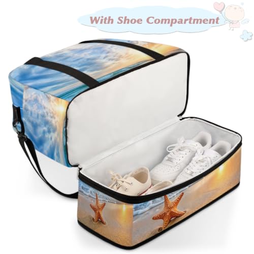 Beach Travel Duffle Bags With Shoes Compartment Weekender Overnight Bag - color: print 13