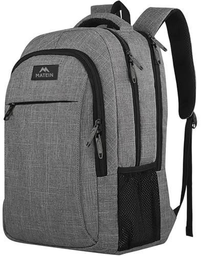MATEIN Travel Laptop Backpack, 15.6 Inch College School Computer Bag, Grey - color: Austere Grey, size: 15.6 Inch