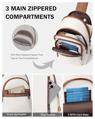 FADEON Sling Bag for Women, Designer Small Crossbody Bags, Adjustable Strap - color: Beige Brown