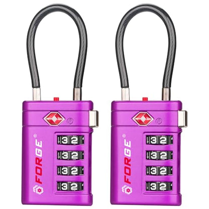 Forge Open Alert TSA Approved Luggage Locks, Purple, 2 Pack Locks - color: Purple 2 PK
