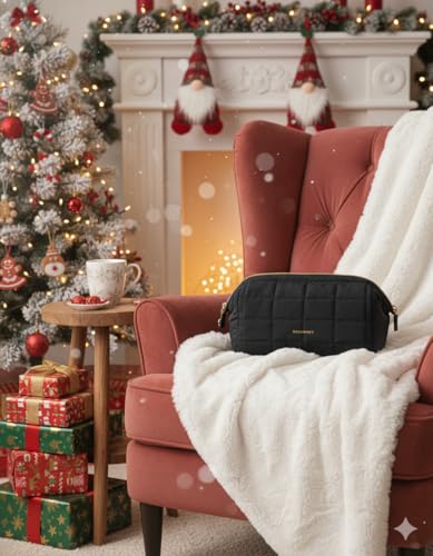 BAGSMART Makeup Bag Travel Toiletry Bag, Wide-open Zipper Pouch, Black - color: 05-Black