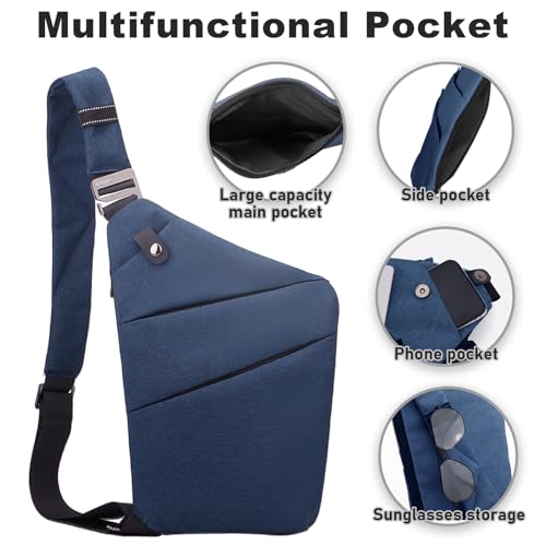 Anti Theft Travel Bag Sling Cross-body Bag Large Capacity - color: Blue, style: Left Shoulder