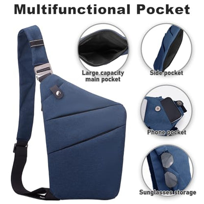 Anti Theft Travel Bag Sling Cross-body Bag Large Capacity - color: Blue, style: Left Shoulder