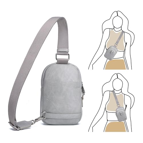 INICAT Small Anti Theft Crossbody Bag for Women,Sling Purse - color: Gray White Antitheft, size: Large