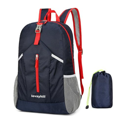 levayhill 25L Foldable Hiking Backpack,Small Packable Daypack,Dark Blue - color: Dark Blue