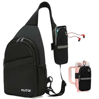 Crossbody Sling Bag for Women Men Multipurpose Sling Backpack Travel Essentials Hiking Shoulder Bag Daypack - color: D1-black