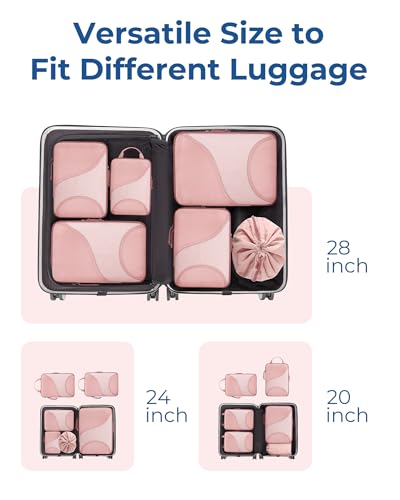 Bagsmart Compression Packing Cubes, Travel Bag Cruise Ship Essentials - color: Light Pink