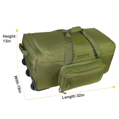 Military Wheeled Deployment Bag Large Tactical Heavy Duty Duffel Bag 124L - color: Green