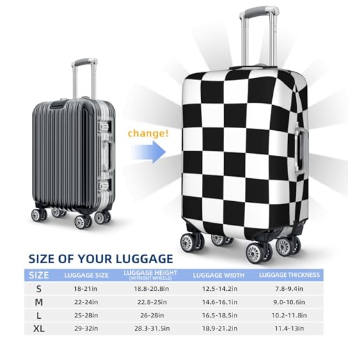 Black And White Checkerboard Luggage Suitcase Covers (Not Include Suitcase) Elastic Travel Luggage Cover Anti-Scratch And Protector Travel Suitcase For Kid And Adult L (Fit 25-28 Inch Luggage) - color: Black and White Checkerboard, size: L (Fit 25-28 Inch